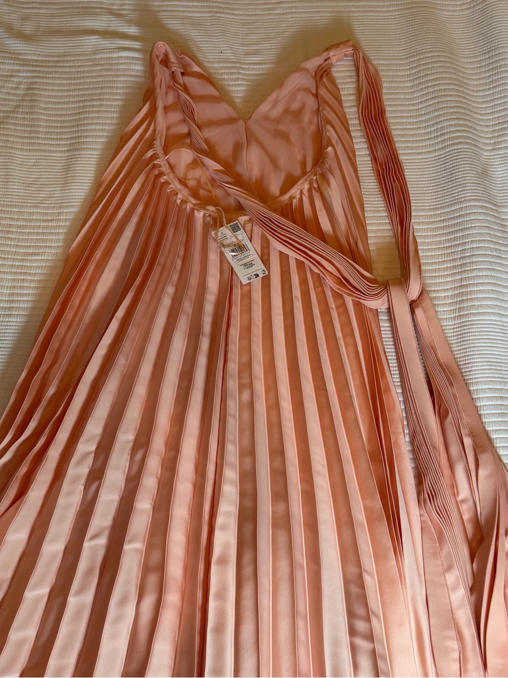 Mango Salmon Pink Pleated Halter Dress - Picture 9 of 11